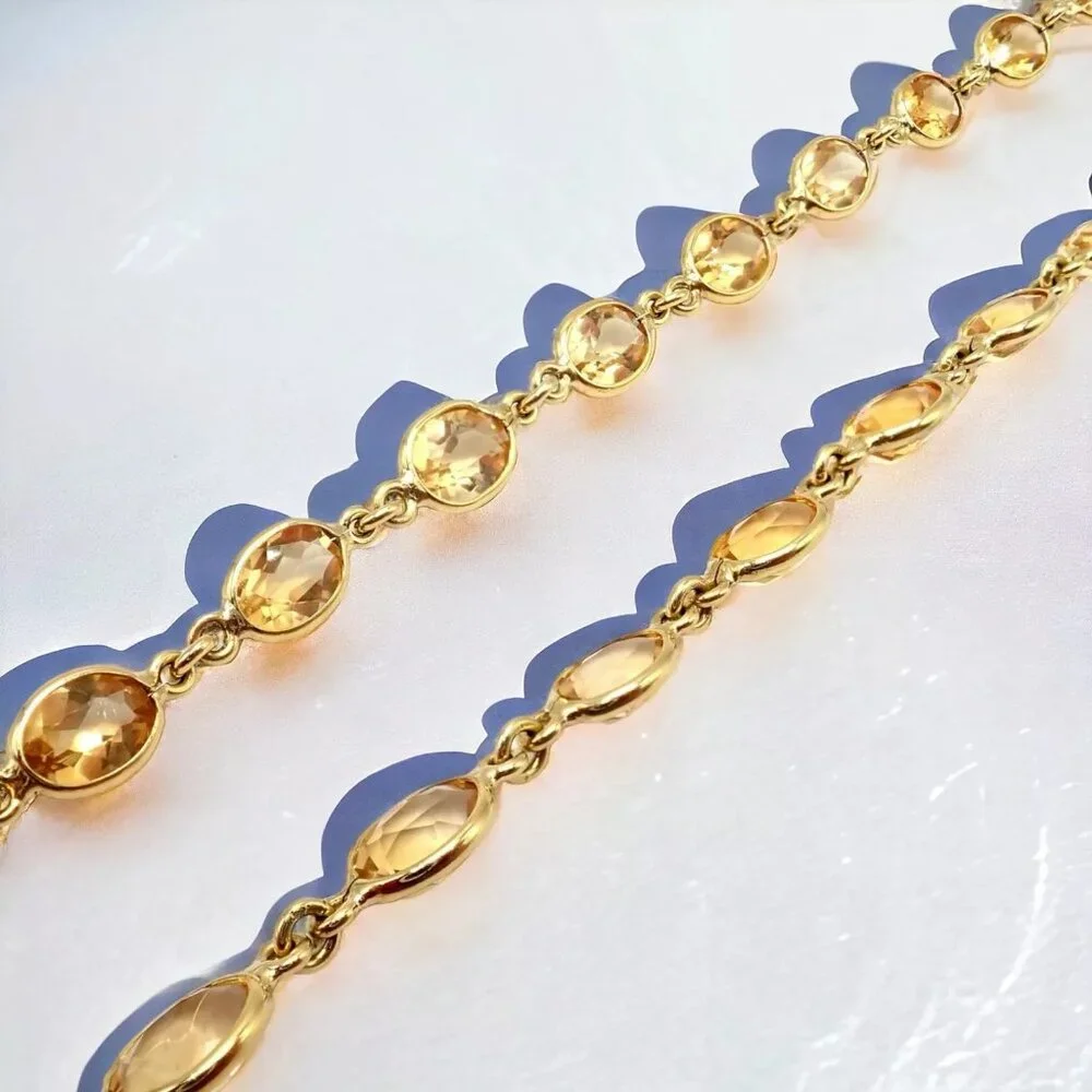 Rare! Authentic Laura Munder 18k Yellow Gold Citrine Long 24